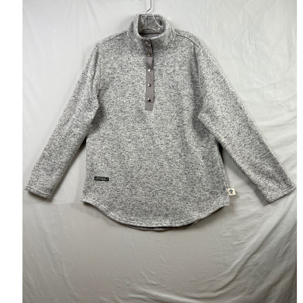 Simply Southern Pullover Women XL Gray Quarter Snap Mock Neck Sweater Fleece